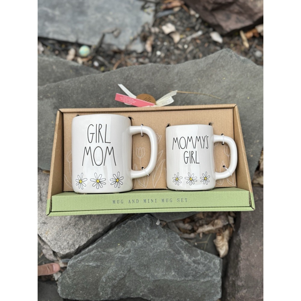 Rae Dunn Girl Mom and Mommy's Girl Floral Mug Set-Brand New Gift Idea Mother Day